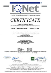 certificazione iso 9001-2015 mercurio spedizioni espresse campobasso